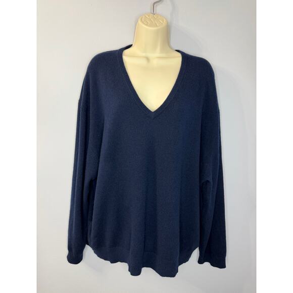 J. Crew Cashmere Relaxed V-neck Sweater Blue Soft Casual Wardrobe Sz XL - Picture 6 of 10